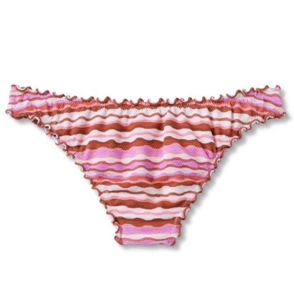 Shade & Shore Ruffle High Leg Extra Cheeky Bikini Bottom Pique Purple Size S - Picture 3 of 8